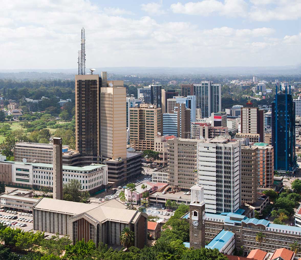 Nairobi city centre aerial view